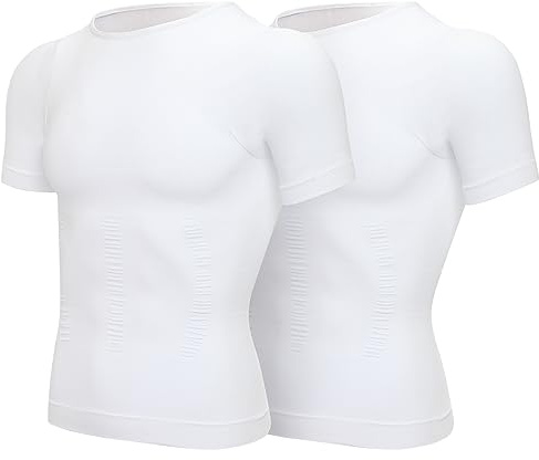 SLIMBELLE Kroppsformare för män bantning väst t-shirt elastisk smal formkläder kompression undertröjor magkontroll midjetränare