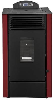 STUFE A PELLET ITALIA California 8 KW WiFi - Stufa ad Aria Ventilata Efficienza 91% Scalda 70m² Autonomia 20H Programmabile 5 Velocità e Potenze Design Compatto Garanzia 24 Mesi Rosso