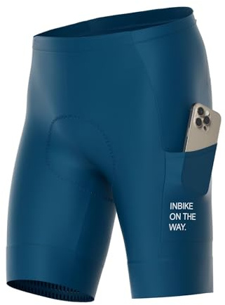 INBIKE Cykelshorts för män med vadderad ficka sommar andningsbar elastisk RK312, Blå, S