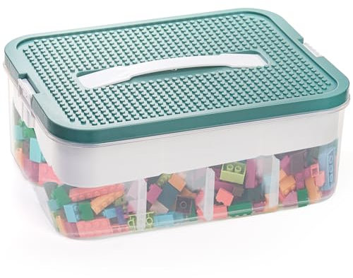 ZEAYEA Stackable Toys Organizer Storage Case, Stackable Storage Container with 16 Compartments, Plastic Building Blocks Storage Box for Blocks, Beads, Beauty Supplies, Sewing Accessories