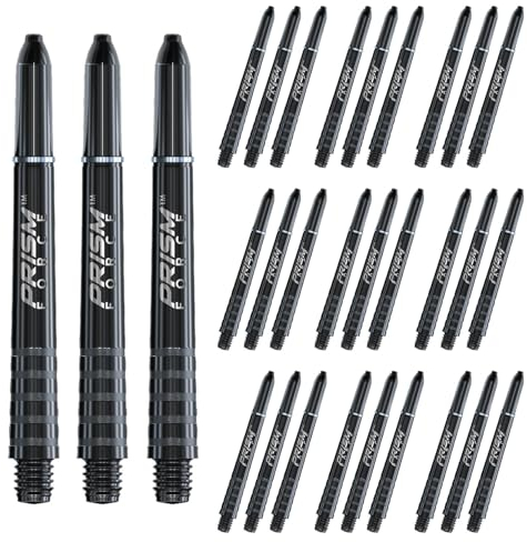 WINMAU Prism Force Dart-Schäfte aus Polycarbonat, robust, Schwarz, 10 Sets pro Packung (insgesamt 30 Dart-Schäfte)