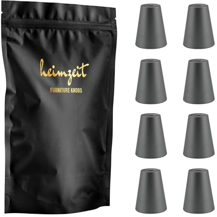 heimzeit Schrankknöpfe für Türen, Schubladen und Kommoden aus hochwertigem Aluminium [8 Stück, Rund] Farbe: Dunkelgrau, Stilvolles Design, Möbelknöpfe mit Einlochgriff und Schrauben