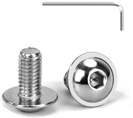 Tunejoy Viti a Testa Bombata con Flangia M5 x 10 mm Vite a Testa Esagonale Bulloni in Acciaio Inox A2 V2A Viti a Brugola con Chiavi a Esagono Filettatura Completa 20 Pezzi