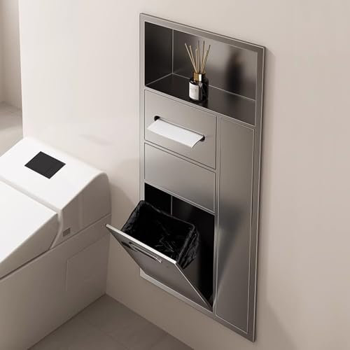 WWERTYY Porte-Papier Toilette encastré en Acier Inoxydable avec Support de Rangement pour Articles de Toilette, étagère de Salle de Bain étanche pour Cuisine, Salle de Bain, hôtel.
