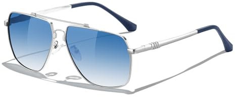 KANASTAL Gafas de Sol Azul Degradadas Mujer y Hombre Polarizadas Grandes Degradado Metalicas Retro Vintage UV400 Sunglasses Blue - Plateadas Azules