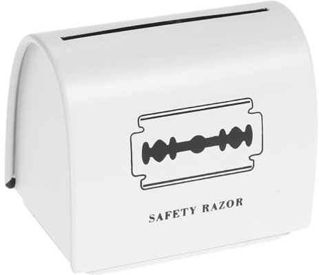BESTYASH Estuche De Desechos De Metal para Afeitadora Blanca, Contenedor De Desechos para Barbería, Tamaño Compacto, Almacenamiento Práctico para Uso Baño