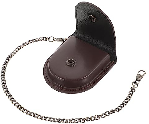 SAFIGLE Custodia Porta Orologio da Tasca in Pu Catena Metallo Stile Retrò, Protettiva Contro Graffi e Sporco, Custodia Portatile per Orologi da Taschino Outdoor