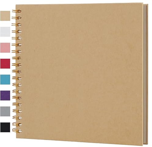 Ponping 25.5x25.5 cm DIY Scrapbook Album 40 Pages Hardcover Kraft Paper Scrap Book Photo Albums Memory Book for Wedding and Anniversary Family