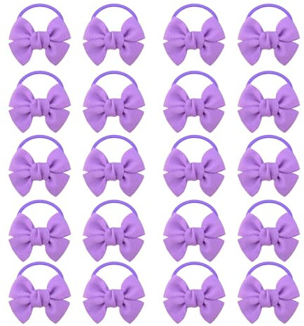 20 Pcs Purple Hair Accessories, Purple Hair Bow, Purples Bows for Hair, Girls Bobbles Bows School Bands, Elastics Hair Bands for Girls (purple)