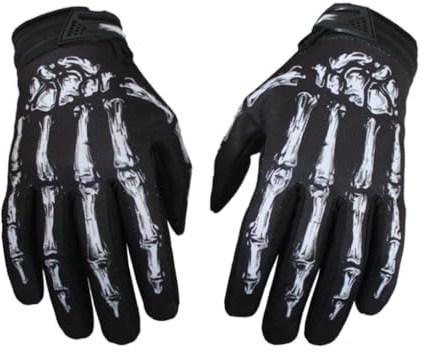 AMSLSIU Novelty Outdoors Men Cycling Gloves Waterproof And Durable Breathable Motorcycle Cycling Gloves Skeleton Riding, white, XS（kid）