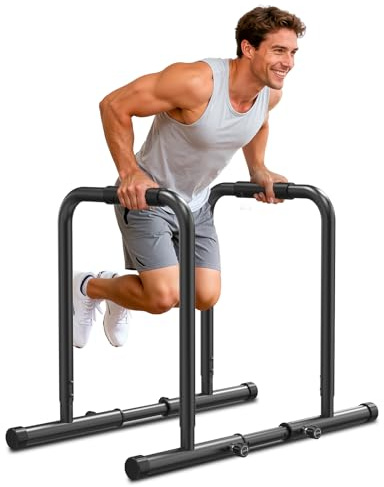 Dskeuzeew Adjustable Dip Bars, 550LBS/250KG Weight Capacity, Heavy Duty Dip Stand Parallettes for Calisthenics, Home Gym & Commercial Use