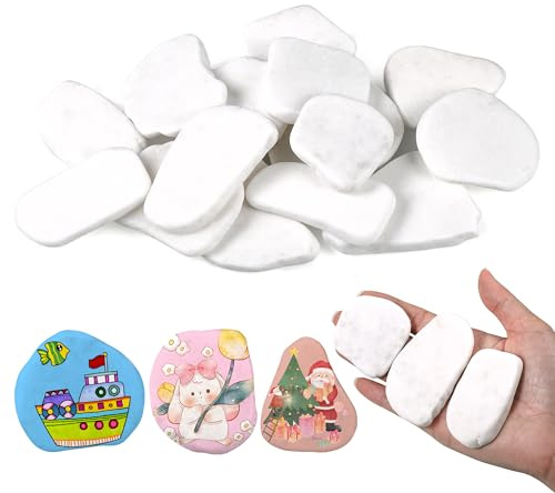Huiguli 15 Piezas Piedras para Pintar, 3-8 cm Naturales Irregular DIY Decorativa Guijarros Galets, Blancas Piedras Decorativas para Macetas y Jardín, Manualidades, Acuarios y decoración