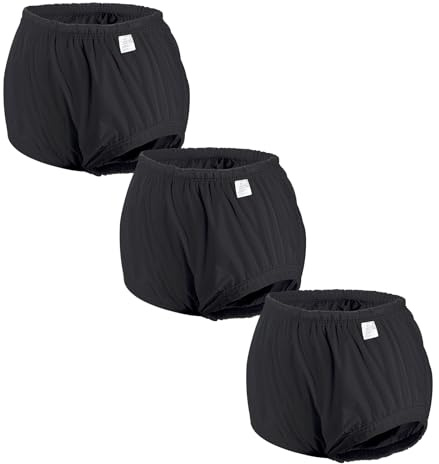 Carer Confezione da 3 Copripannolini per Adulti Biancheria Intima Antiperdita per Incontinenza Silenzioso Impermeabile Lavabile Riutilizzabile Unisex Nero Taglia L