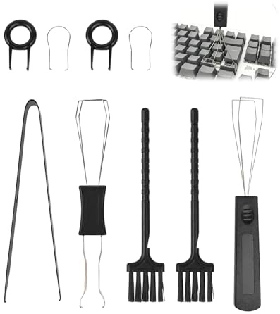 Maggasacca Juego de 9 extractores de teclado, extractor de teclas, incluye extractor de teclas, interruptor, pinzas, cepillos de limpieza y extractor de doble eje para mantenimiento y bricolaje