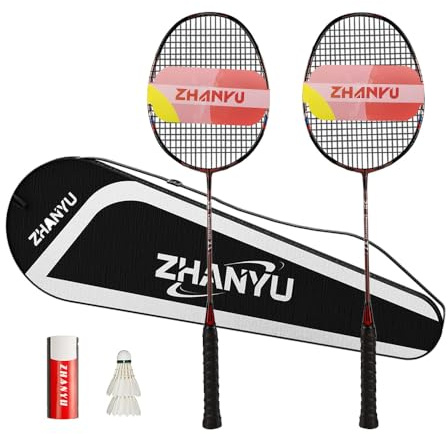 Badminton Racket Professional,Badminton Rackets Set Of 2,Both Offensive And Defensive Badminton Racket,With Light And Agile Swings,And Includes 2 Rackets,2 Shuttlecocks,And 1 Bag (011 Black)