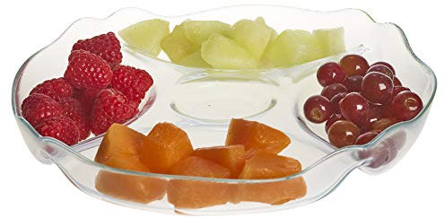 URBNLIVING Glass Serving Bowl for Snacks, Dips, Tapas - 5 Compartments