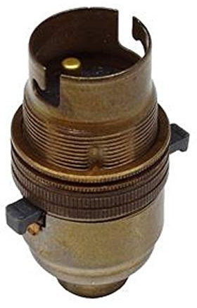 K M Electronics® Antique Brass Switched LAMP Light Bulb Holder BC Bayonet Cap 1/2 Screw Thread