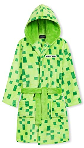 MINECRAFT Accappatoio Bambino Incappucciato Vestaglia in Pile con Tasche Creeper Abbigliamento da Casa Regalo Ragazzo