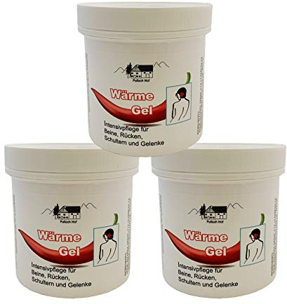 Iloda® 3x 250ml Wärme Gel vom Pullach Hof, Wärmegel, Wärmebalsam, Wärmesalbe, Intensivpflege für Beine, Rücken, Schultern und Gelenke