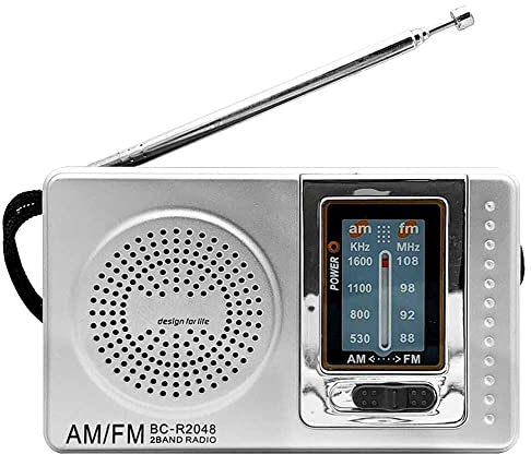 OcioDual Radio a Pile Survie, Mini Poste Portable BC-R2048 Transistor Haut-Parleur Tuner Analogique FM/AM Bouton de Réglage, Radio Survie