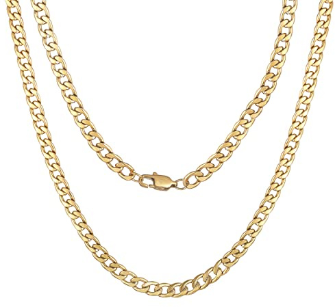 HSWYFCJY Kubanskt halsband för män i silver/guld/svart, pansarkedja för män, 6/9 mm rostfritt stålkedja lång kubansk kedja halsband 18/20/22/24 tum, oro -18Inch-45cm, Rostfritt stål, Inga ädelstenar