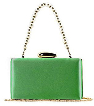 MODELISA - Bolso Clutch De Fiesta Cadena De Hombro Efecto Perla Boda Noche Evento Novia Mujer (Verde)