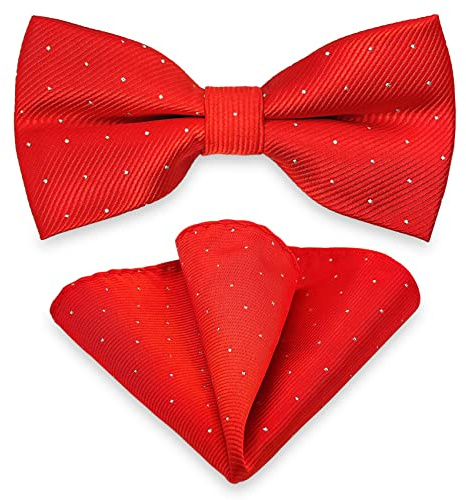 AUSUAYA Set di papillon e fazzoletti da taschino, unisex, design papillon e fazzoletto da taschino, per Business Formal Tuxedo o matrimonio MB-T8, Colore: rosso, Taglia unica