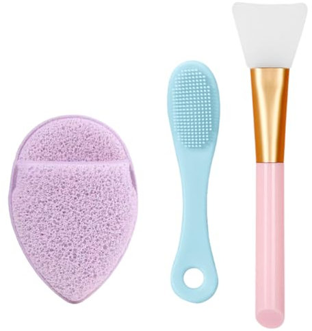 Spazzola Pulizia Viso+Pennello Maschera Viso+Spazzola per la pulizia del naso, Set di 3 spazzole per la pulizia del viso in silicone per esfoliare le labbra, rimuovere i punti neri per donne e ragazze