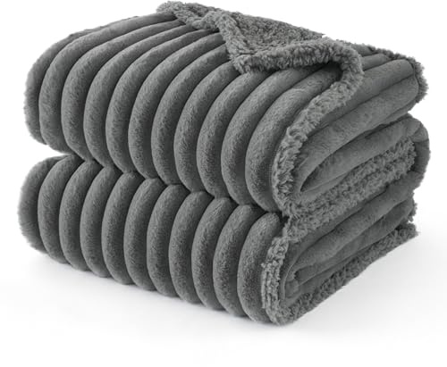 Bedsure Waterproof Dog Blanket Large - Dog Bed Blankets Washable for Large Dogs, Fluffy Pet Throw Blanket for Sofa Bed Protector, 127x152cm, Grey