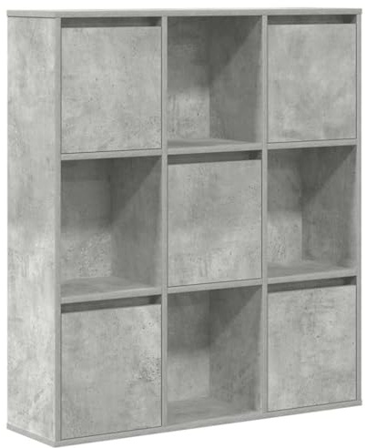 vidaXL Libreria Grigio Cemento 89x24x101,5 cm in Legno Multistrato, Armadio di stoccaggio, libreria Rack, scaffale di stoccaggio, libreria scaffale
