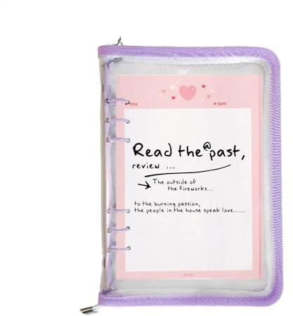 Copertura per rilegatura, trasparente, 6 planner ad anelli, con chiusura lampo, organizer rimovibile, formato A5 o A6, scuola scolastica da viaggio