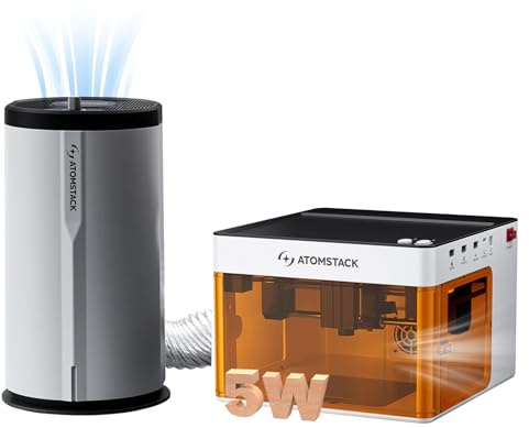 ATOMSTACK P1 5 W bärbar lasergraverare med helt stängd dörr, dubbelmotor lasergravyrmaskin 10 000 m/min PC offline APP gravering med luftrenare D3
