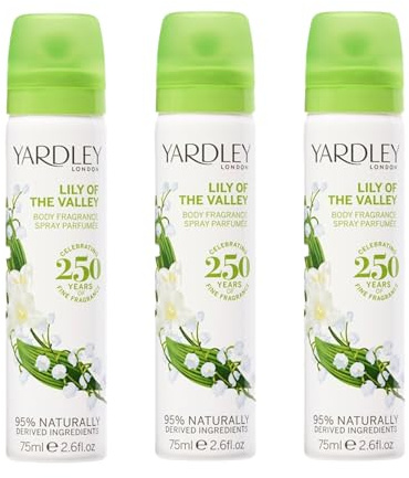Yardley London Muguet, Brume Florale pour Femme avec des Notes de Poire et de Freesia, Parfum Délicat Muguet pour Femme 3 x 75ml