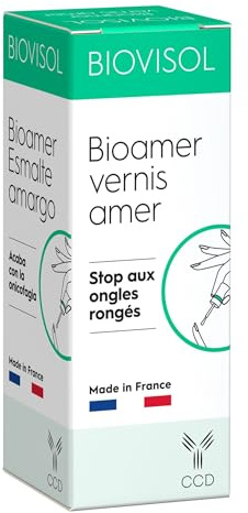 Biovisol Bioamer - transparent bitterlack mot gnagade naglar - stoppa onykofagi vuxna och tonåringar - intensiv bitter smak - kan användas som topplack - 10 ml