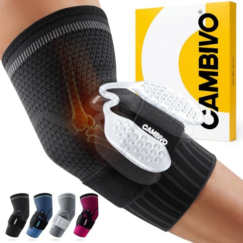 CAMBIVO Tutore Epicondilite Gomito con Doppio Cuscinetto in Gel da 5mm – Gomitiere Palestra a Compressione con Fascia Regolabile, Supporto per Tendinite, Tennis e Lavoro, Antiscivolo e Traspirante