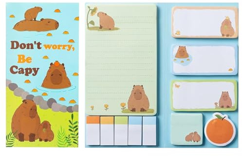 440 PCS Capybara Sticky Notes, Cute Self-Stick Notes, Fun Capybara Stationery, Cute Stationery for Students, Memo Notepads for Journaling Planning Reminders, Kawaii Desk Supplies Gift