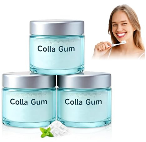 3 Piezas Polvo de Colágeno para Encías, Polvo Dental con Colágeno, Polvo Blanqueador Dental con Colágeno e Hidroxiapatita, Pasta de Dientes en Polvo para Protección de Encías y Esmalte