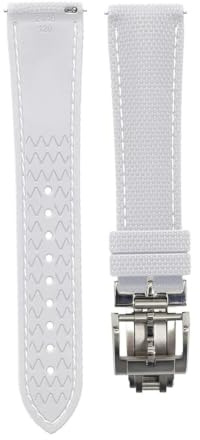 AZSHIW Compatible avec le bracelet de montre en caoutchouc FKM, tissu à voile universel 18mm 19mm 20mm 21mm 22mm, dégagement rapide, boucle papillon