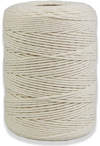 Jukway Cordel de algodón de 656 pies, 1,2 mm, 4 capas, duradero, para cocinar, atar carne, hacer salchichas, decoración de bricolaje, envoltura de regalos, jardinería (200 metros)