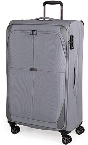 Gino Ferrari Maletas blandas con ruedas – Fundas blandas y bolsas grandes, medianas, pequeñas y de mano, gris, L, Equipaje de lados suaves