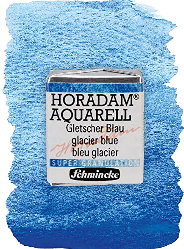 Schmincke – HORADAM® AQUARELL, Super Granulation, 14 961 044 Gletscher Blau, 1/2 Näpfchen, sehr stark granulierende Farbtöne, feinste, supergranulierende Aquarellfarben
