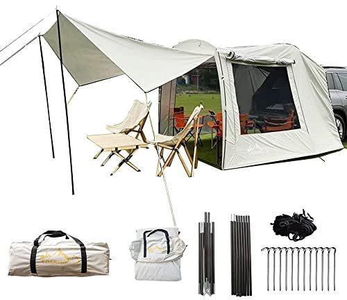 Sport Tent Versatile Drive Away Awning Car Tent for SUV RVing,Campervan,Truck, Trailer and Overlanding Lightweight Caravan Canopy Durable Tear Resistant Tarp 15.9 x 7.9 x 6.4ft