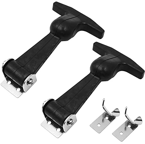 Tiardey 2 st Elastiskt rostfritt stål gummihuvspärr Flexibelt T-handtag Hasp gummiflexibla dragspärrar för verktygslåda vagn fordonsmotor