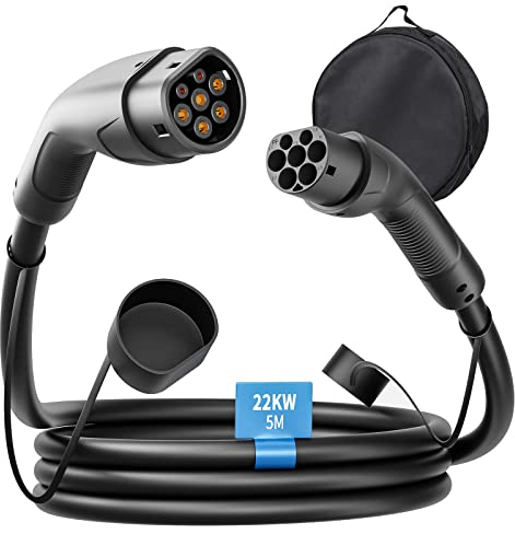 Rosaking Typ 2 EV Ladekabel 22kW, 5M mit 3 Phasen & IEC 62196, 32A für E-Hybrid und Elektroauto