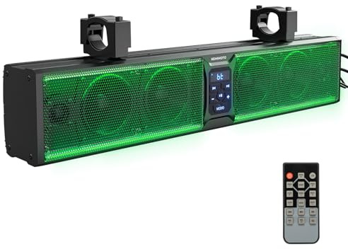 KEMIMOTO 6-Speaker Metal UTV Sound Bar, 25-inch IP65 Waterproof Golf Cart Sound Bar, ATV Speaker Bluetooth with RGB, SxS Soundbar Compatible with Polaris RZR Can-Am w/ 1.25 in - 2 in Roll Bar