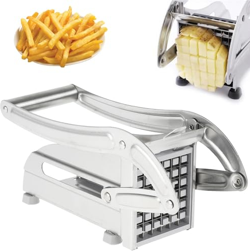 NCONCO French Fry Cutter, Stainless Steel Potato Chipper Chip Cutter with Non- Slip Base and 36/64 Holes Spare Blades for Home Kitchen Vegetables Cutting Potatos, Carrots, Cucumbers