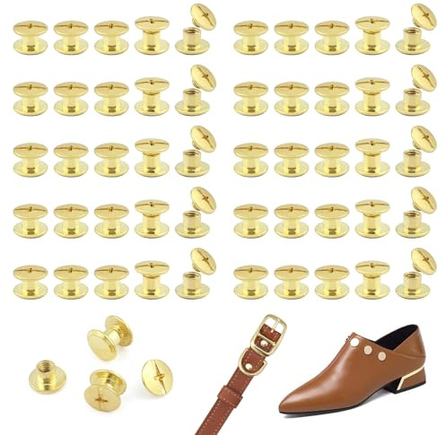 JJWNMLL 100 Sets Chicago Screw Posts M5*4mm, Rivet Binding Screws Gold | Metal Chicago Rivet Replacement Repair for Bags, Collar, Harness, Luggage, Purse, Dog Lead, Backpack, Belt