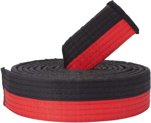 CREATCABIN Black Red Taekwondo Belt Polyester Martial Arts Belt Judo Karate TKD Aikido Uniform Ranking Belt Long Soft Universal Fit Belts Jiu Jitsu for Perfomance Sports Training Equipment 9.18ft