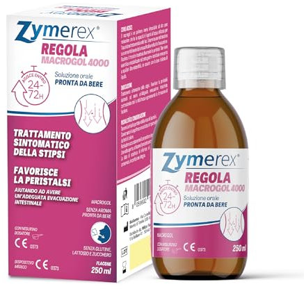 Zymerex REGOLA MACROGOL 4000 | Contro stitichezza occasionale e cronica | Favorisce la Regolarità intestinale | Lassativo pronto all'uso adulti e bambini | Senza glutine e lattosio (BUSTINE MONODOSE)