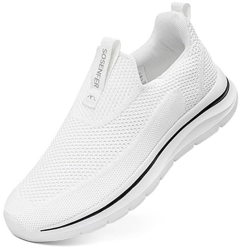 Sosenfer Damen Slip On Sneaker Atmungsaktiv Turnschuhe Leicht Mesh Sportschuhe Walkingschuhe Bequme Schlupfschuhe für Gym Fitness-BAISE-39